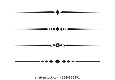 Conjunto de líneas decorativas de Antiguas. divisores de texto. Borde de línea. Separadores de líneas, bordes, divisores de Antiguas, Elementos de subrayado. Ilustración vectorial