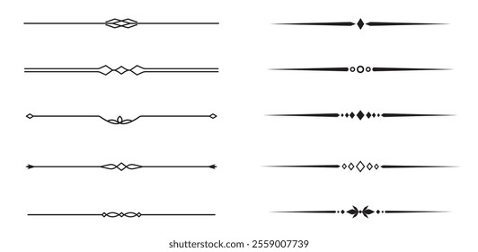 Set of Vintage decorative lines. text dividers. Line border. Lines separators, Borders, Vintage dividers, Underline elements. Vector illustration