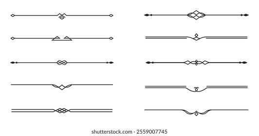 Set of Vintage decorative lines. text dividers. Line border. Lines separators, Borders, Vintage dividers, Underline elements. Vector illustration