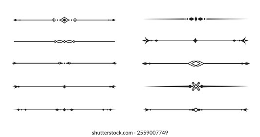 Set of Vintage decorative lines. text dividers. Line border. Lines separators, Borders, Vintage dividers, Underline elements. Vector illustration