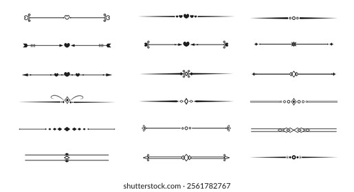 Set of Vintage decorative lines. text dividers. Line border. Lines separators, Borders, Vintage dividers, Underline elements. Vector illustration