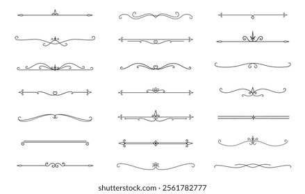 Set of Vintage decorative lines. text dividers. Line border. Lines separators, Borders, Vintage dividers, Underline elements. Vector illustration