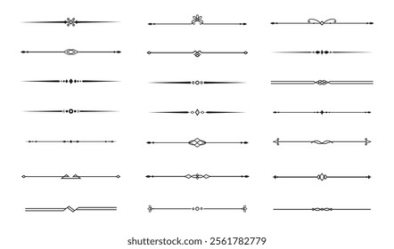 Set of Vintage decorative lines. text dividers. Line border. Lines separators, Borders, Vintage dividers, Underline elements. Vector illustration