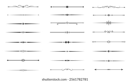 Set of Vintage decorative lines. text dividers. Line border. Lines separators, Borders, Vintage dividers, Underline elements. Vector illustration