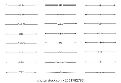 Set of Vintage decorative lines. text dividers. Line border. Lines separators, Borders, Vintage dividers, Underline elements. Vector illustration