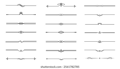 Set of Vintage decorative lines. text dividers. Line border. Lines separators, Borders, Vintage dividers, Underline elements. Vector illustration