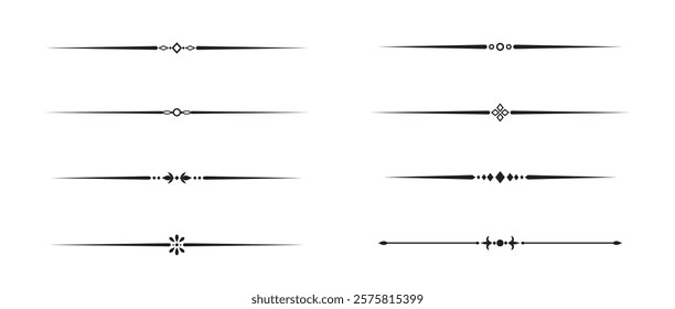 Set of Vintage decorative lines. text dividers. Line border. Lines separators, Borders, Vintage dividers, Underline elements. Vector illustration