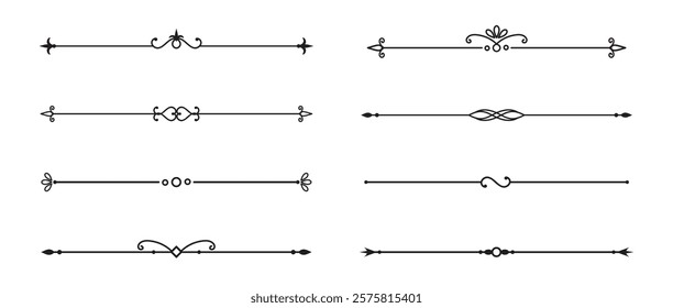 Set of Vintage decorative lines. text dividers. Line border. Lines separators, Borders, Vintage dividers, Underline elements. Vector illustration