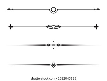 Set of Vintage decorative lines. text dividers. Line border. Lines separators, Borders, Vintage dividers, Underline elements. Vector illustration
