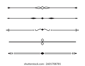 Set of Vintage decorative lines. text dividers. Line border. Lines separators, Borders, Vintage dividers, Underline elements. Vector illustration