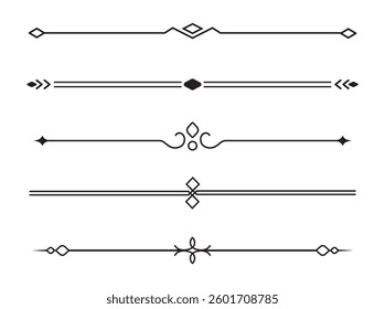 Set of Vintage decorative lines. text dividers. Line border. Lines separators, Borders, Vintage dividers, Underline elements. Vector illustration