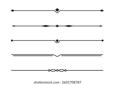 Set of Vintage decorative lines. text dividers. Line border. Lines separators, Borders, Vintage dividers, Underline elements. Vector illustration