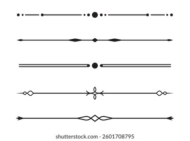 Set of Vintage decorative lines. text dividers. Line border. Lines separators, Borders, Vintage dividers, Underline elements. Vector illustration