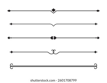 Set of Vintage decorative lines. text dividers. Line border. Lines separators, Borders, Vintage dividers, Underline elements. Vector illustration