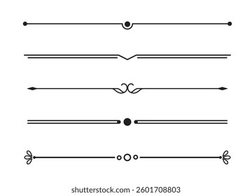 Set of Vintage decorative lines. text dividers. Line border. Lines separators, Borders, Vintage dividers, Underline elements. Vector illustration