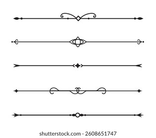 Set of Vintage decorative lines. text dividers. Line border. Lines separators, Borders, Vintage dividers, Underline elements. Vector illustration