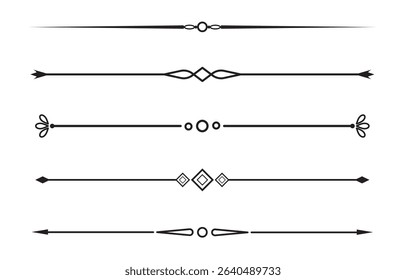 Set of Vintage decorative lines. text dividers. Line border. Lines separators, Borders, Vintage dividers, Underline elements. Vector illustration