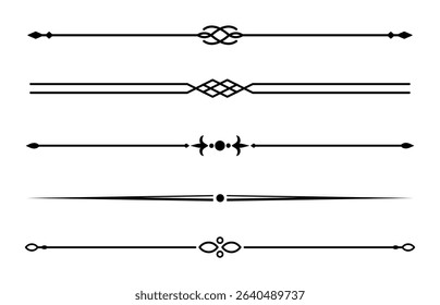 Set of Vintage decorative lines. text dividers. Line border. Lines separators, Borders, Vintage dividers, Underline elements. Vector illustration