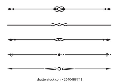 Set of Vintage decorative lines. text dividers. Line border. Lines separators, Borders, Vintage dividers, Underline elements. Vector illustration