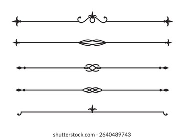 Set of Vintage decorative lines. text dividers. Line border. Lines separators, Borders, Vintage dividers, Underline elements. Vector illustration