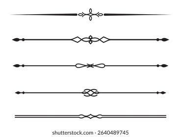 Set of Vintage decorative lines. text dividers. Line border. Lines separators, Borders, Vintage dividers, Underline elements. Vector illustration