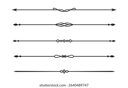 Set of Vintage decorative lines. text dividers. Line border. Lines separators, Borders, Vintage dividers, Underline elements. Vector illustration
