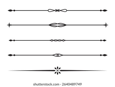 Set of Vintage decorative lines. text dividers. Line border. Lines separators, Borders, Vintage dividers, Underline elements. Vector illustration