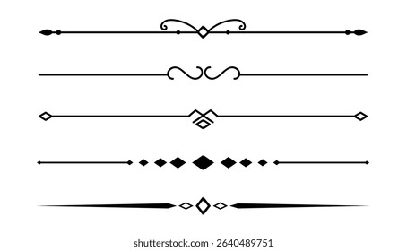 Set of Vintage decorative lines. text dividers. Line border. Lines separators, Borders, Vintage dividers, Underline elements. Vector illustration