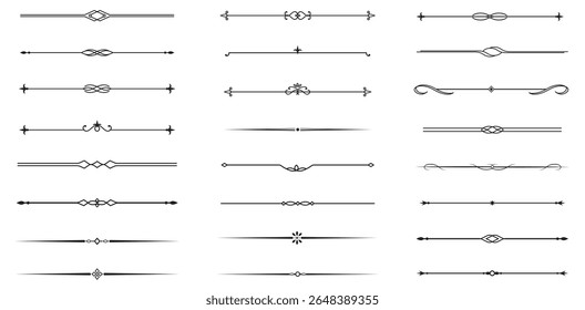 Set of Vintage decorative lines. text dividers. Line border. Lines separators, Borders, Vintage dividers, Underline elements. Vector illustration
