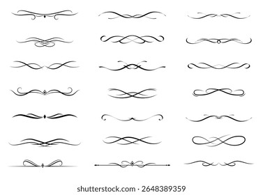 Set of Vintage decorative lines. text dividers. Line border. Lines separators, Borders, Vintage dividers, Underline elements. Vector illustration