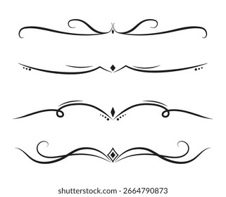 Set of Vintage decorative lines. text dividers. Line border. Lines separators, Borders, Vintage dividers, Underline elements. Vector illustration