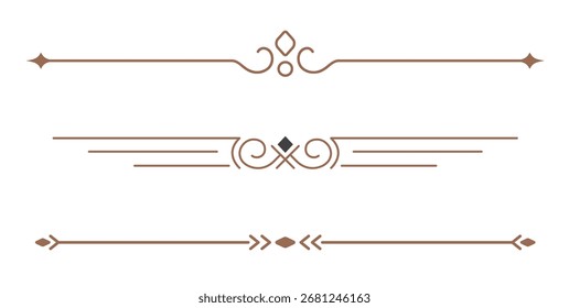 Set of Vintage decorative lines. text dividers. Line border. Lines separators, Borders, Vintage dividers, Underline elements. Vector illustration
