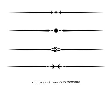 Set von Vintage dekorativen Linien. Textteiler. Linienrand. Trennlinien, Rahmen, Vintage-Trennlinien, Unterstrichene Elemente. Vektorgrafik