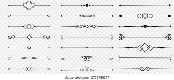 Set of Vintage decorative lines. text dividers. Line border. Lines separators, Borders, Vintage dividers, Underline elements.