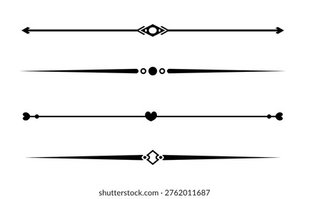 Set of Vintage decorative lines. text dividers. Line border. Lines separators, Borders, Vintage dividers, Underline elements. Vector illustration