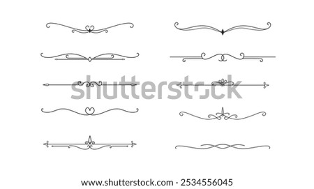 Set of Vintage decorative lines. text dividers. Line border. Lines separators, Borders, Vintage dividers, Underline elements. Vector illustration