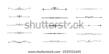Set of Vintage decorative lines. text dividers. Line border. Lines separators, Borders, Vintage dividers, Underline elements. Vector illustration Stock photo © 