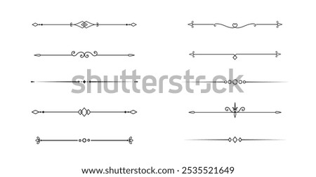 Set of Vintage decorative lines. text dividers. Line border. Lines separators, Borders, Vintage dividers, Underline elements. Vector illustration