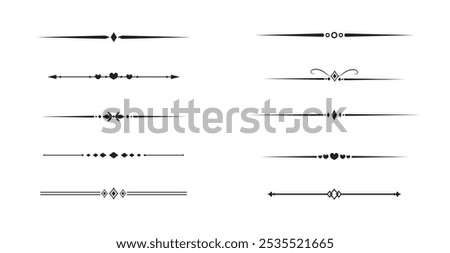 Set of Vintage decorative lines. text dividers. Line border. Lines separators, Borders, Vintage dividers, Underline elements. Vector illustration