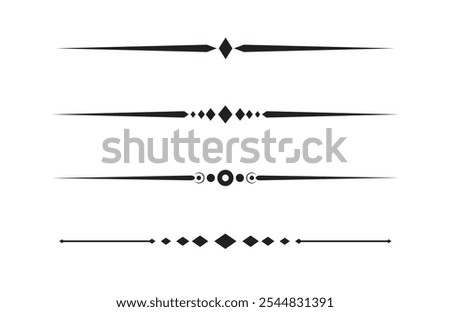 Set of Vintage decorative lines. text dividers. Line border. Lines separators, Borders, Vintage dividers, Underline elements. Vector illustration