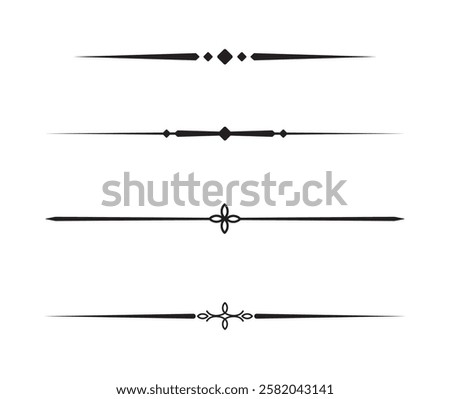 Set of Vintage decorative lines. text dividers. Line border. Lines separators, Borders, Vintage dividers, Underline elements. Vector illustration