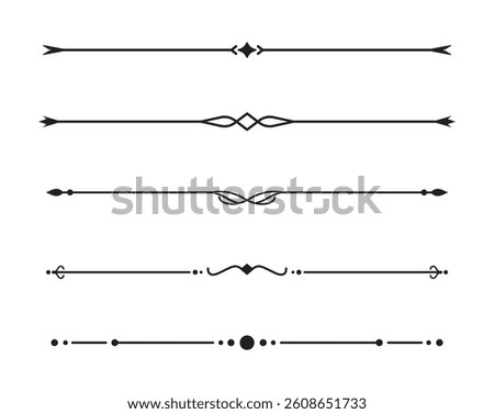 Set of Vintage decorative lines. text dividers. Line border. Lines separators, Borders, Vintage dividers, Underline elements. Vector illustration