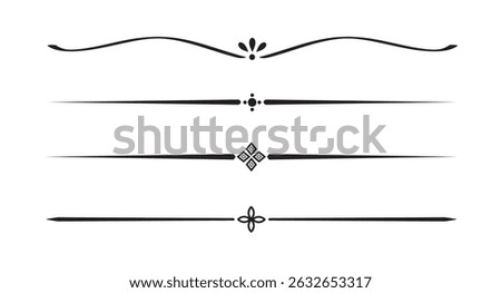 Set of Vintage decorative lines. text dividers. Line border. Lines separators, Borders, Vintage dividers, Underline elements. Vector illustration