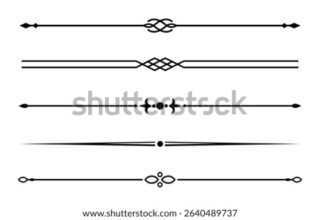 Set of Vintage decorative lines. text dividers. Line border. Lines separators, Borders, Vintage dividers, Underline elements. Vector illustration