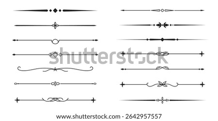 Set of Vintage decorative lines. text dividers. Line border. Lines separators, Borders, Vintage dividers, Underline elements. Vector illustration