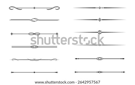 Set of Vintage decorative lines. text dividers. Line border. Lines separators, Borders, Vintage dividers, Underline elements. Vector illustration