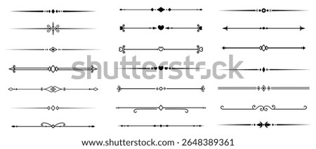 Set of Vintage decorative lines. text dividers. Line border. Lines separators, Borders, Vintage dividers, Underline elements. Vector illustration