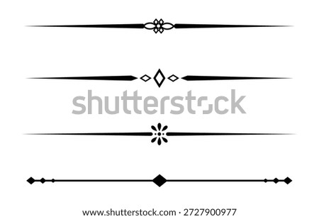 Set of Vintage decorative lines. text dividers. Line border. Lines separators, Borders, Vintage dividers, Underline elements. Vector illustration