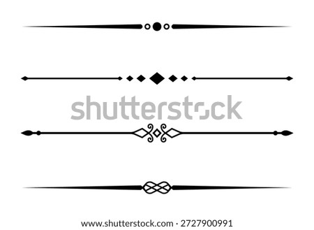 Set of Vintage decorative lines. text dividers. Line border. Lines separators, Borders, Vintage dividers, Underline elements. Vector illustration