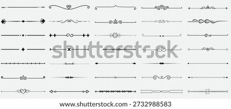 Set of Vintage decorative lines. text dividers. Line border. Lines separators, Borders, Vintage dividers, Underline elements.